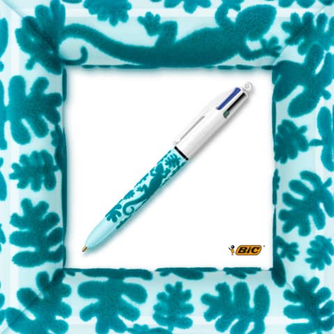 Penna a sfera a scatto BIC 4 Colours Velours M 1 mm in conf. 12 fantasie assortite - 9672771